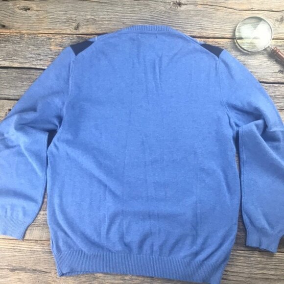 Club Room Argyle Cotton Sweater Blue Size Large - Picture 6 of 7